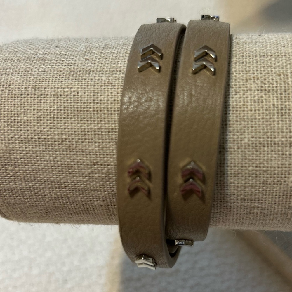 Stella & Dot chevron double wrap leather bracelet
